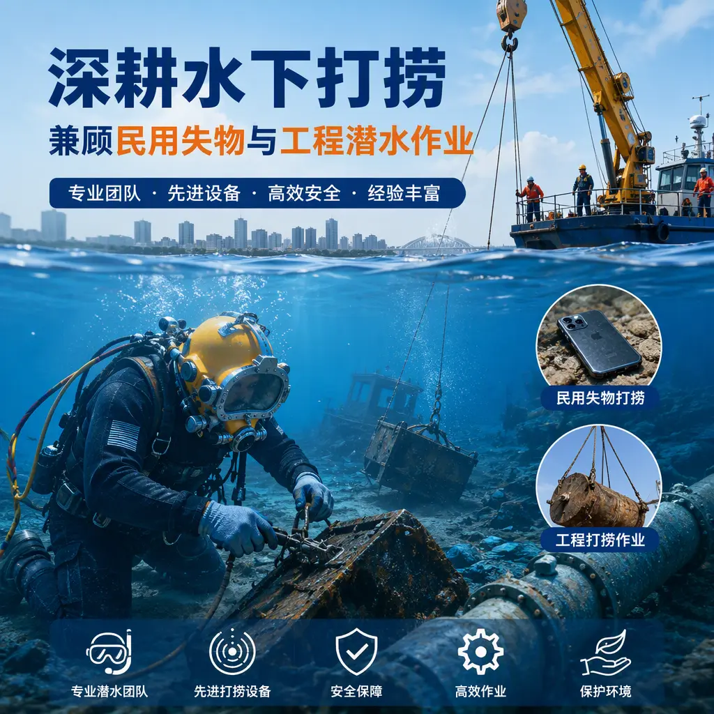 深耕水下打捞，兼顾民用失物与工程潜水作业济宁