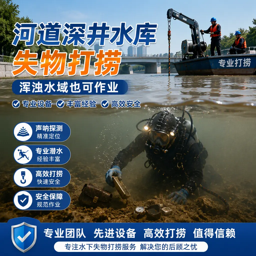 河道深井水库失物打捞，浑浊水域也可作业济宁
