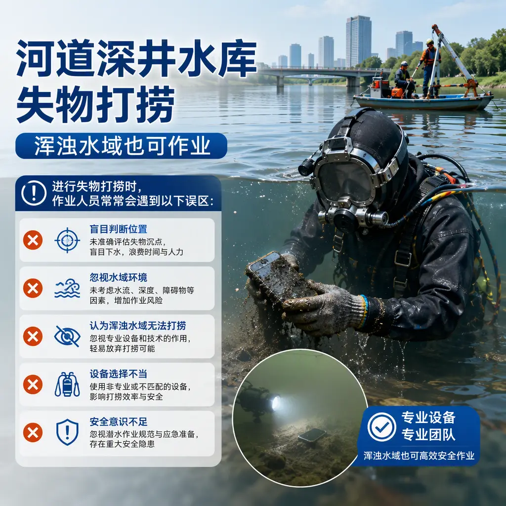 河道深井水库失物打捞，浑浊水域也可作业济宁